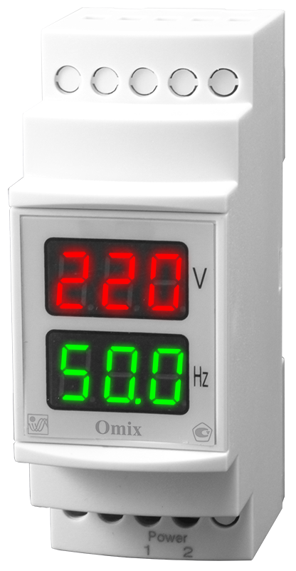 Индикатор напряжения и частоты однофазный на DIN-рейку Omix D2-VF2-1 Индикатор напряжения и частоты однофазный на DIN-рейку Omix D2-VF2-1